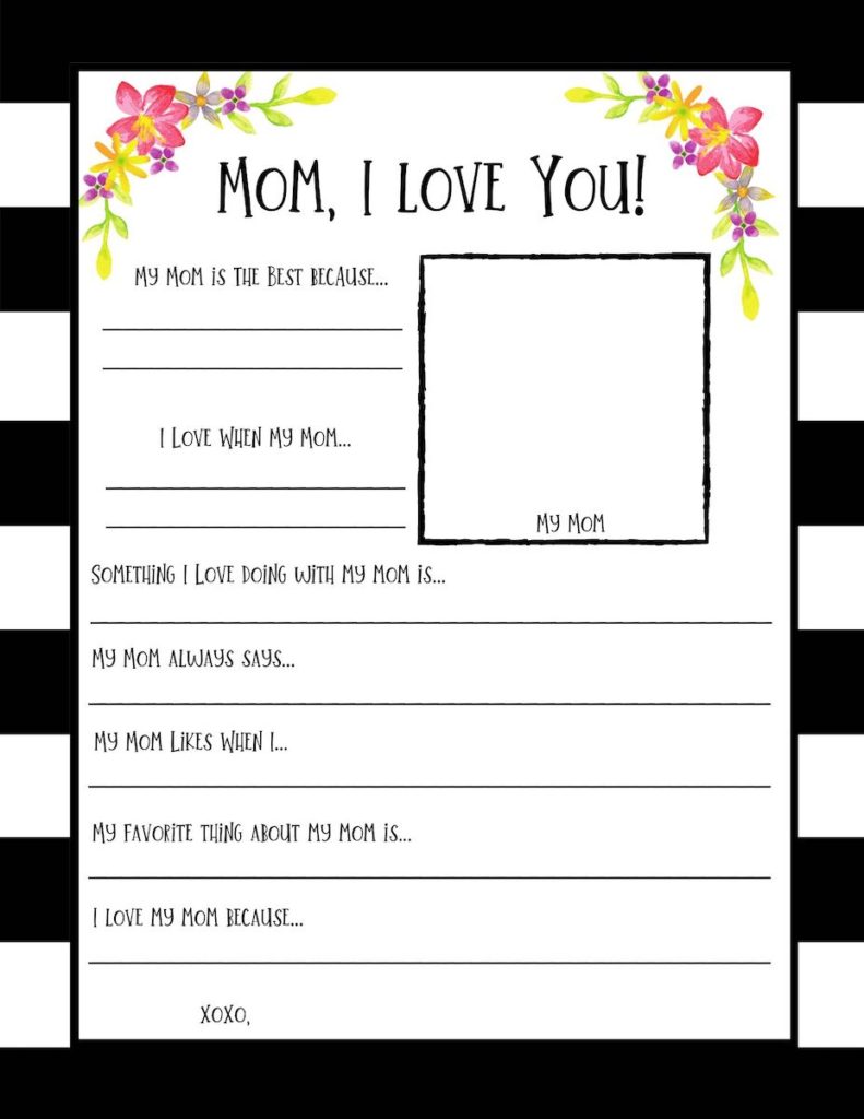 Mom I love you mother's day card fill in the blank