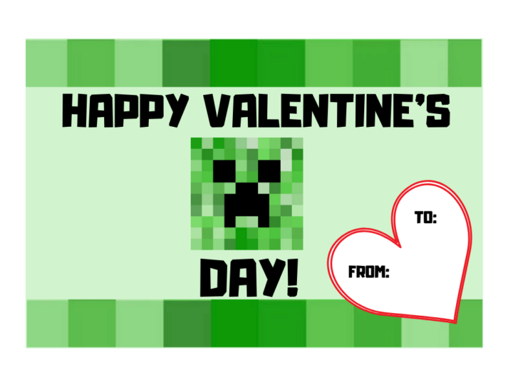 minecraft valentines day cards