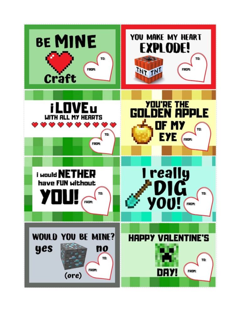 Free Printable Valentines Minecraft