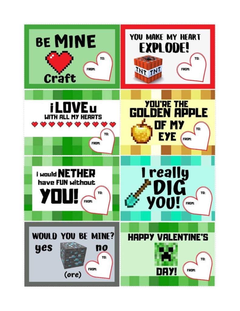 Minecraft Valentines Printables for Kids OriginalMOM