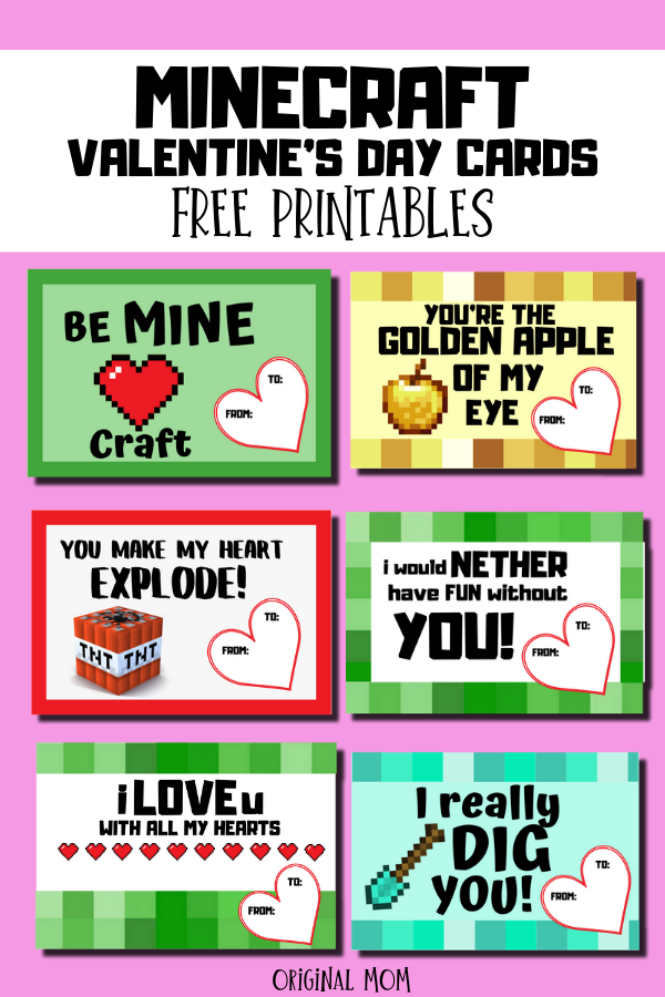 minecraft valentines printables for kids originalmom