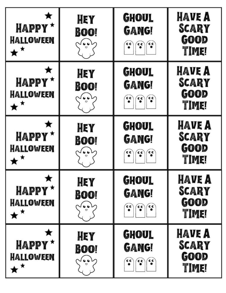 Happy Halloween Treat Bag Tags in Black and White OriginalMOM