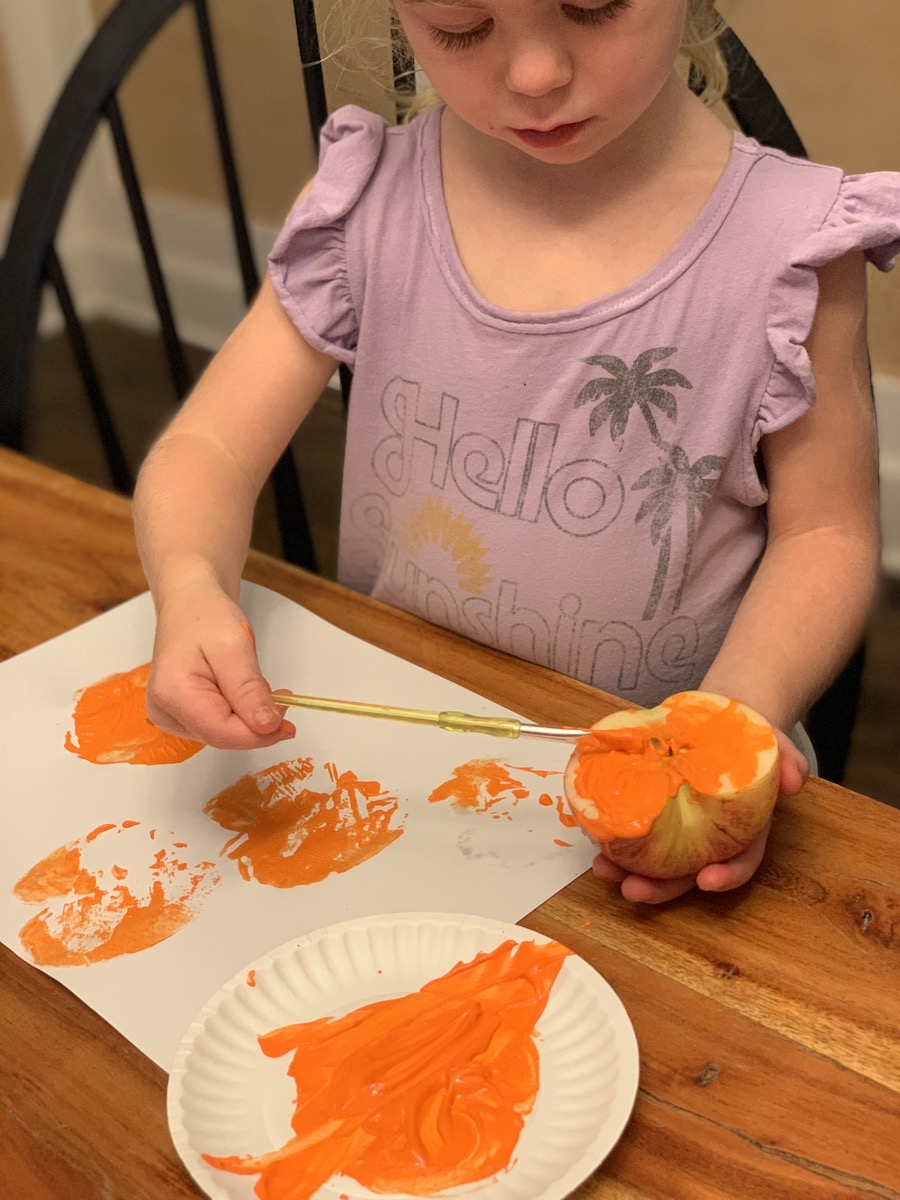 Easy & Fun Fall Pumpkin Activity Stamping with Apples - OriginalMOM