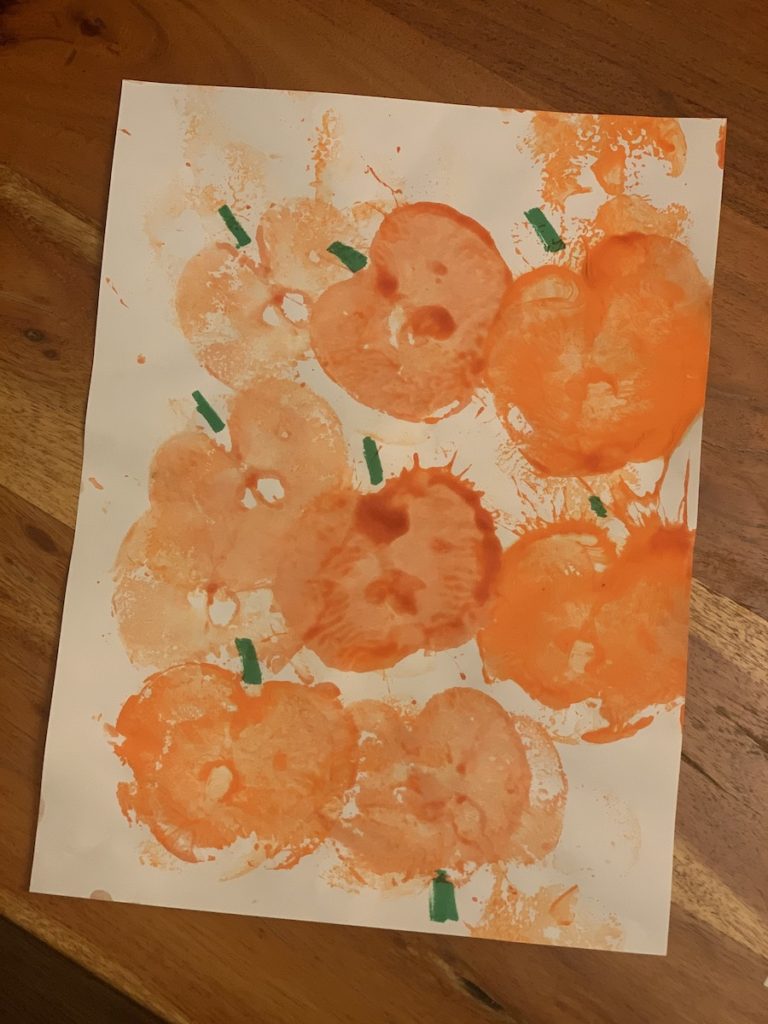 Easy & Fun Fall Pumpkin Activity Stamping with Apples - OriginalMOM