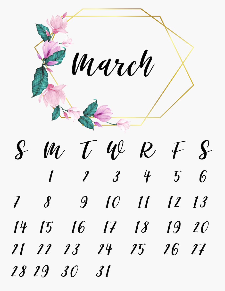 Floral Calendar Free Printable 2021 – OriginalMOM