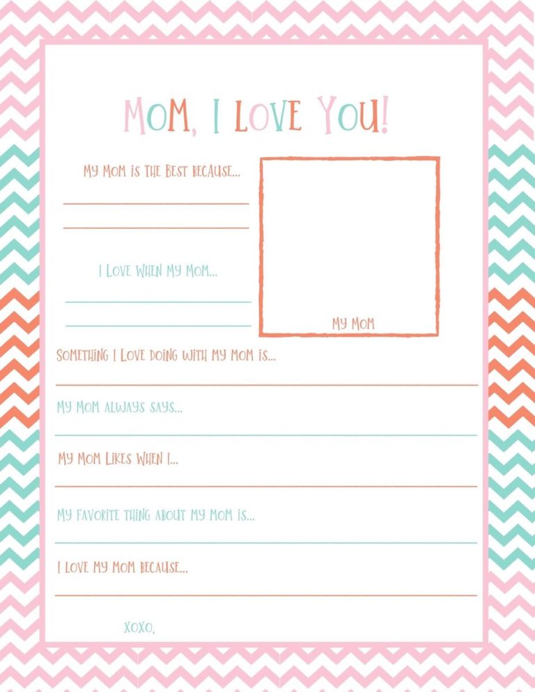 Mother's Day Fill in the Blank Letter from Kids OriginalMOM