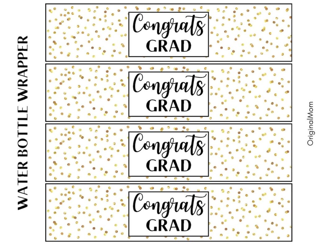 black and gold graduation water bottle wrapper