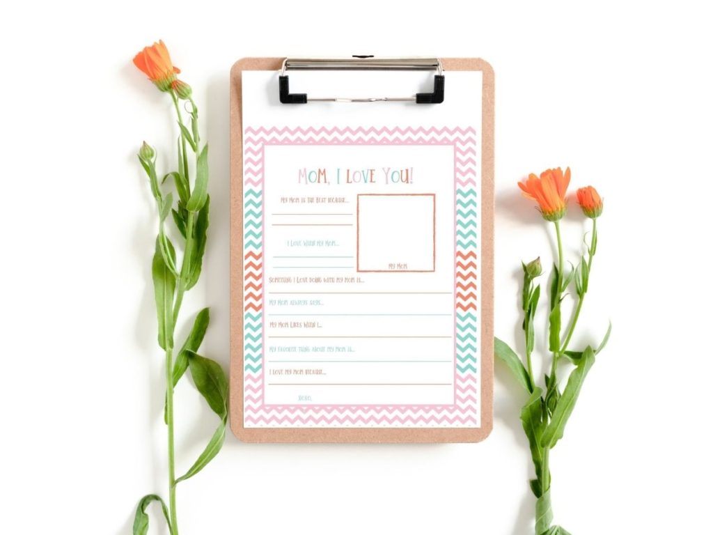 printable mothers day card PDF template 
