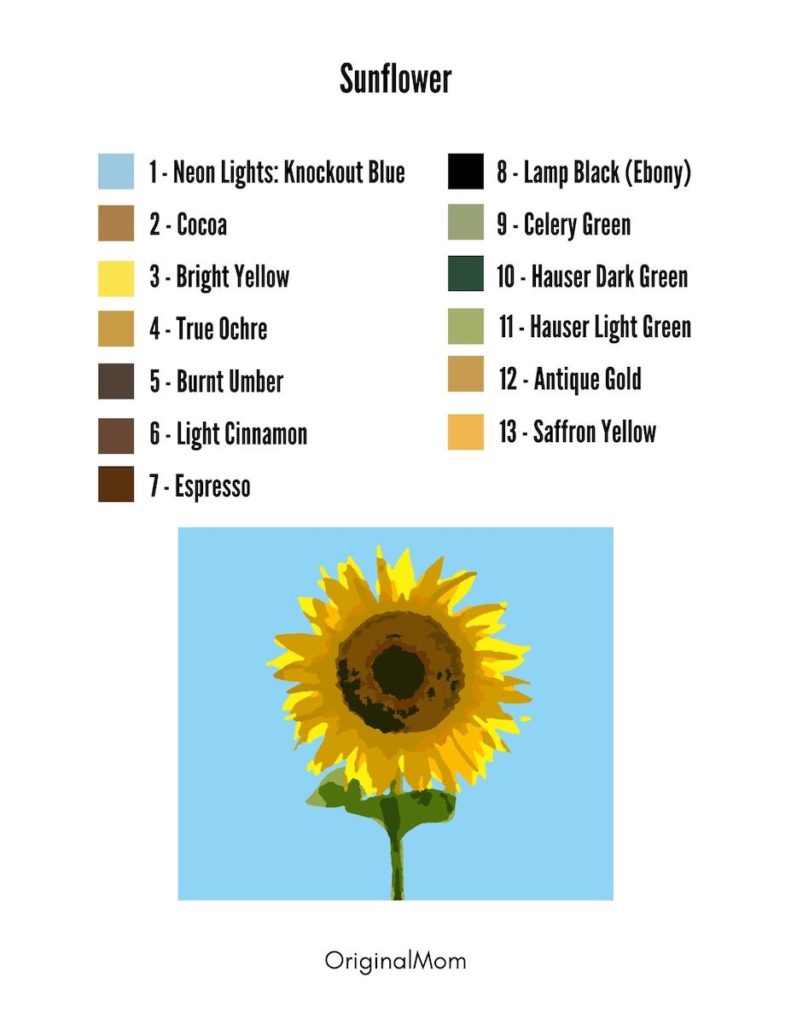 Easy Sunflower Paint By Number