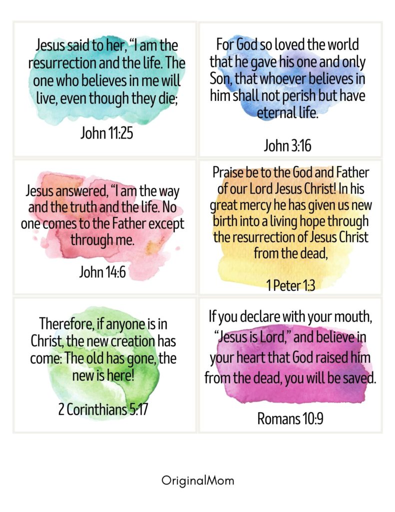 Easter Bible Verses for Kids Free Printable - OriginalMOM