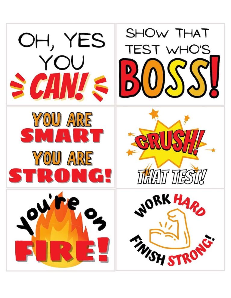 FREE Test Motivation Printable Cards for Elementary Students - OriginalMOM