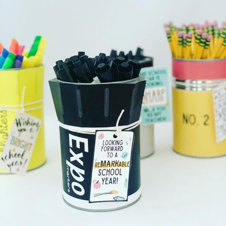 Easy DIY Pencil Holder Back to School Teacher Gift + FREE Gift Tags ...