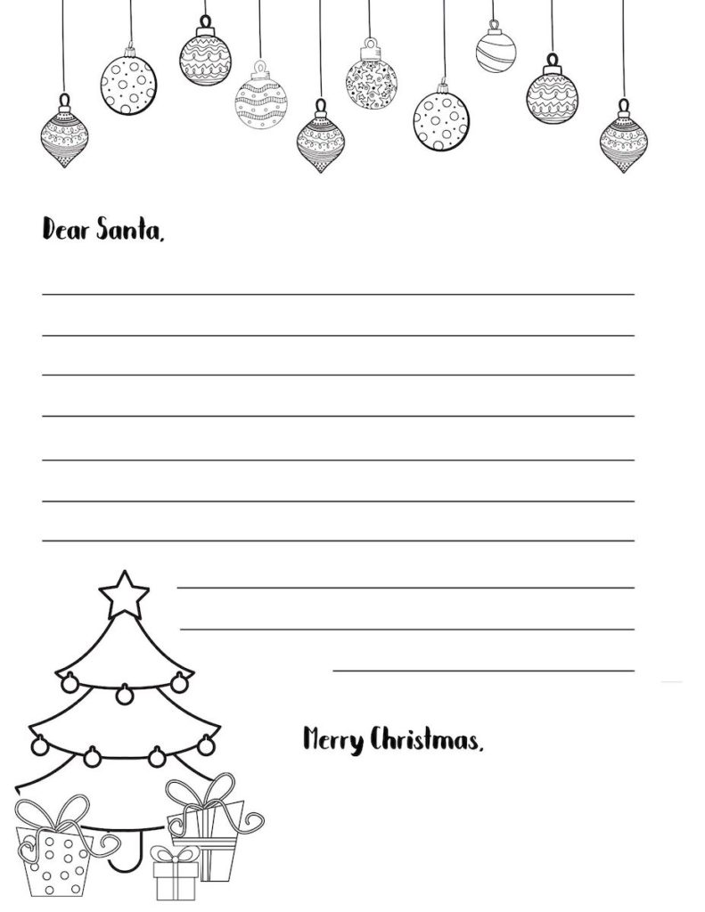 Free Printable Letter To Santa Template Black And White