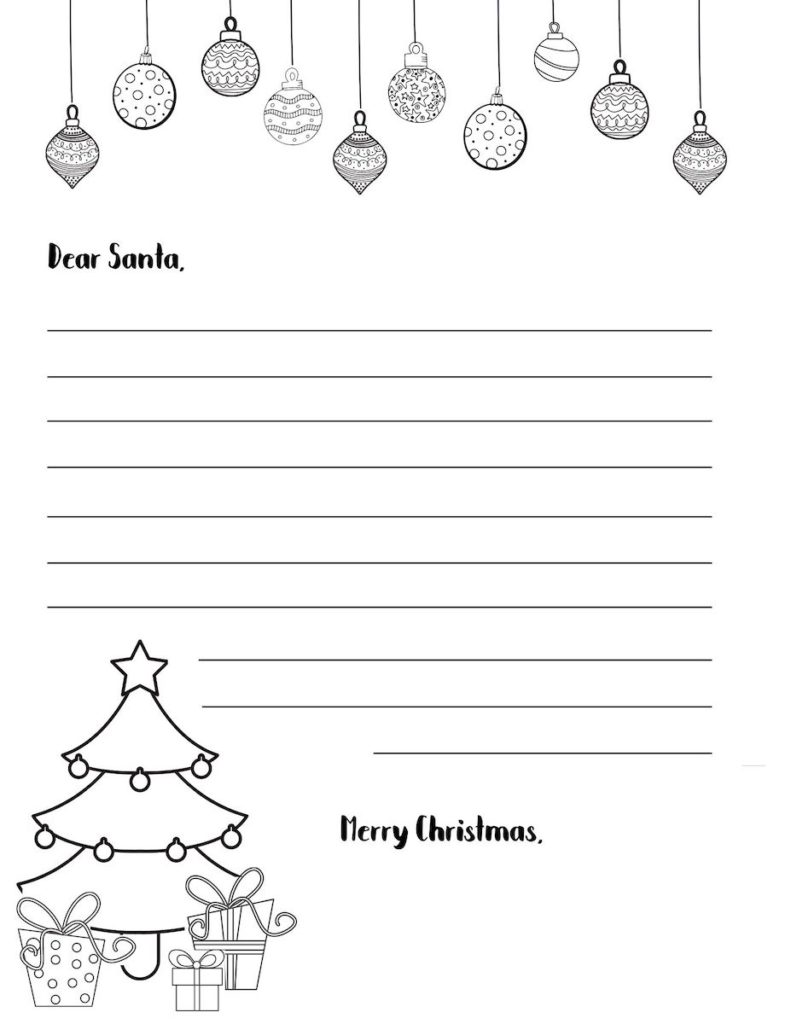 Free Printable Letter To Santa Template Black And White Printable Templates Free