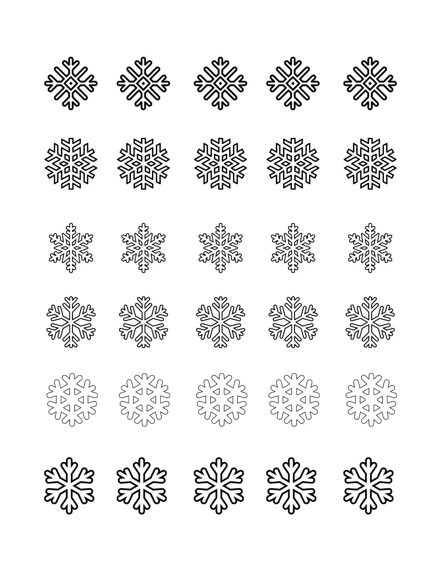 FREE Printable Snowflake Patterns (Large and Small Snowflakes