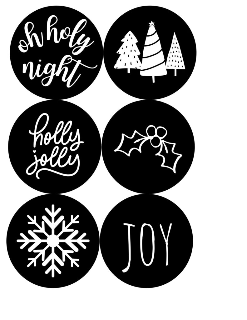 black and white rustic christmas ornaments farmhouse style