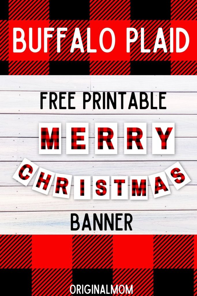 merry chrismtas banner buffalo plaid free printable
