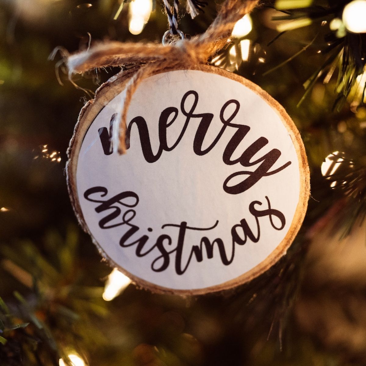 Easy DIY Rustic Wood Slice Christmas Ornament (with Free Printables ...