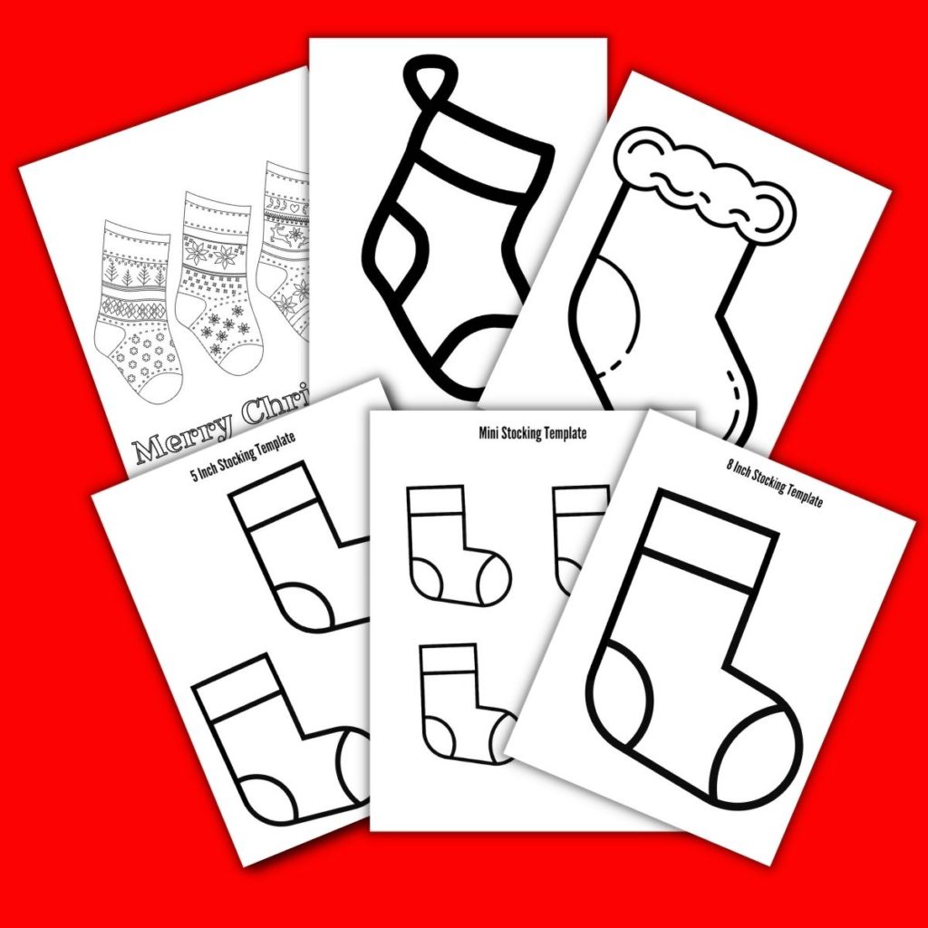 Free Printable Christmas Stocking Template Coloring PDFs (Small and