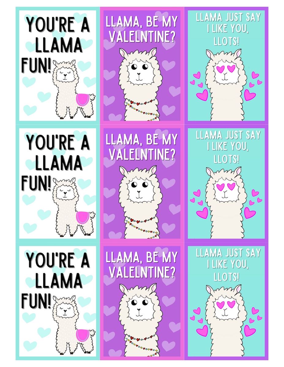 Cute Llama Valentine Card Free Printables - OriginalMOM