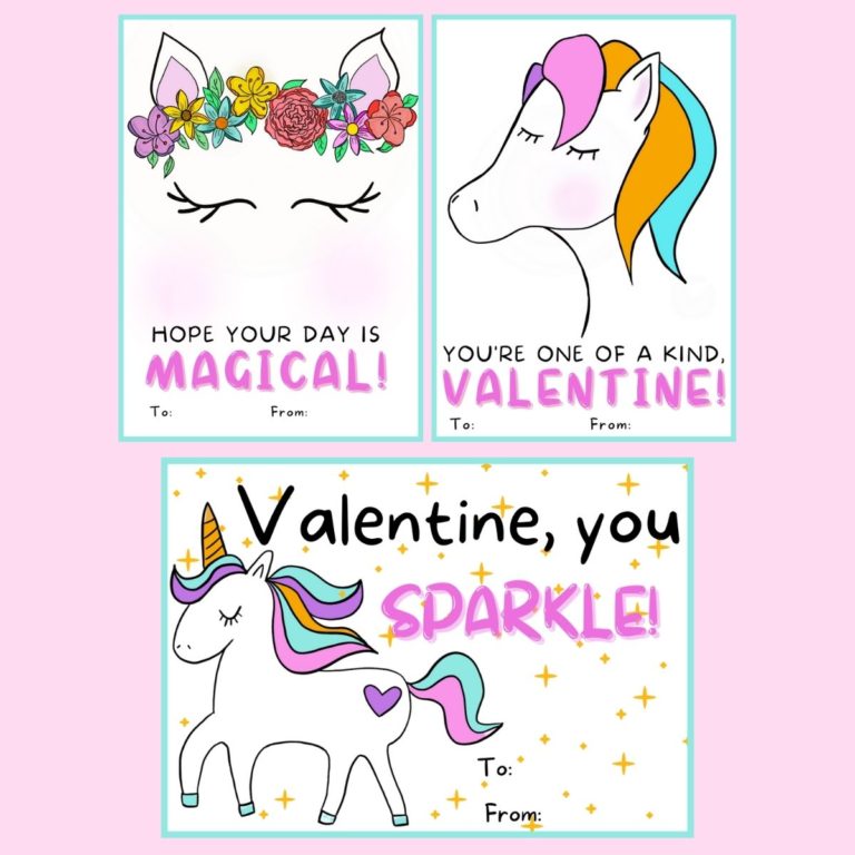 Magical Unicorn Valentine's FREE Printable Cards for Kids OriginalMOM