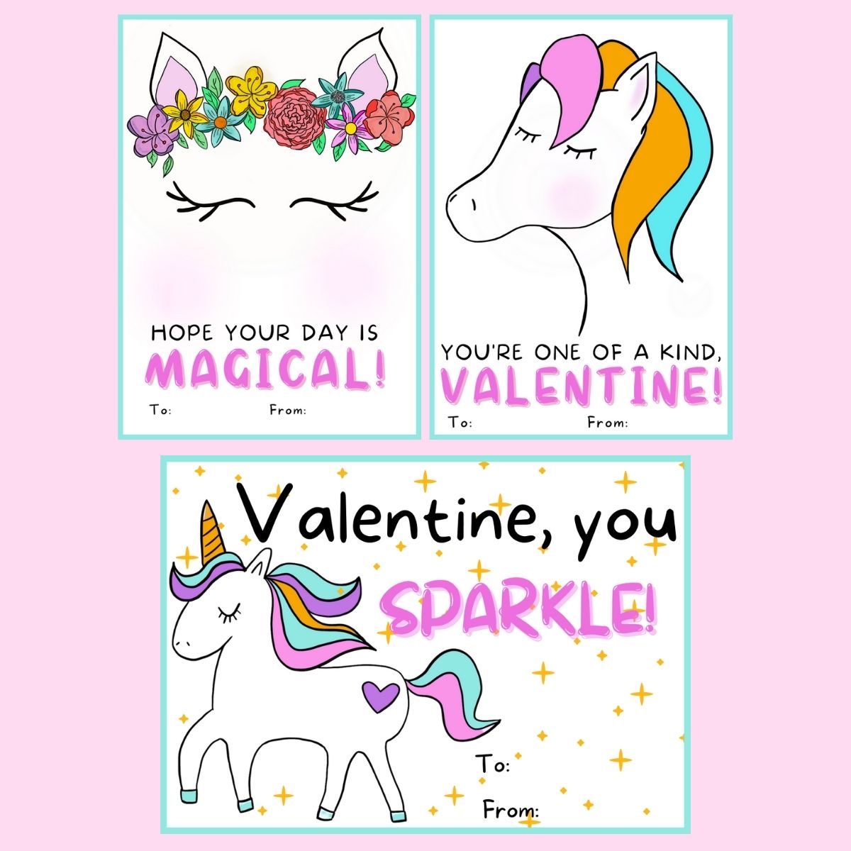 Funny Unicorn Printable Valentines Day Cards