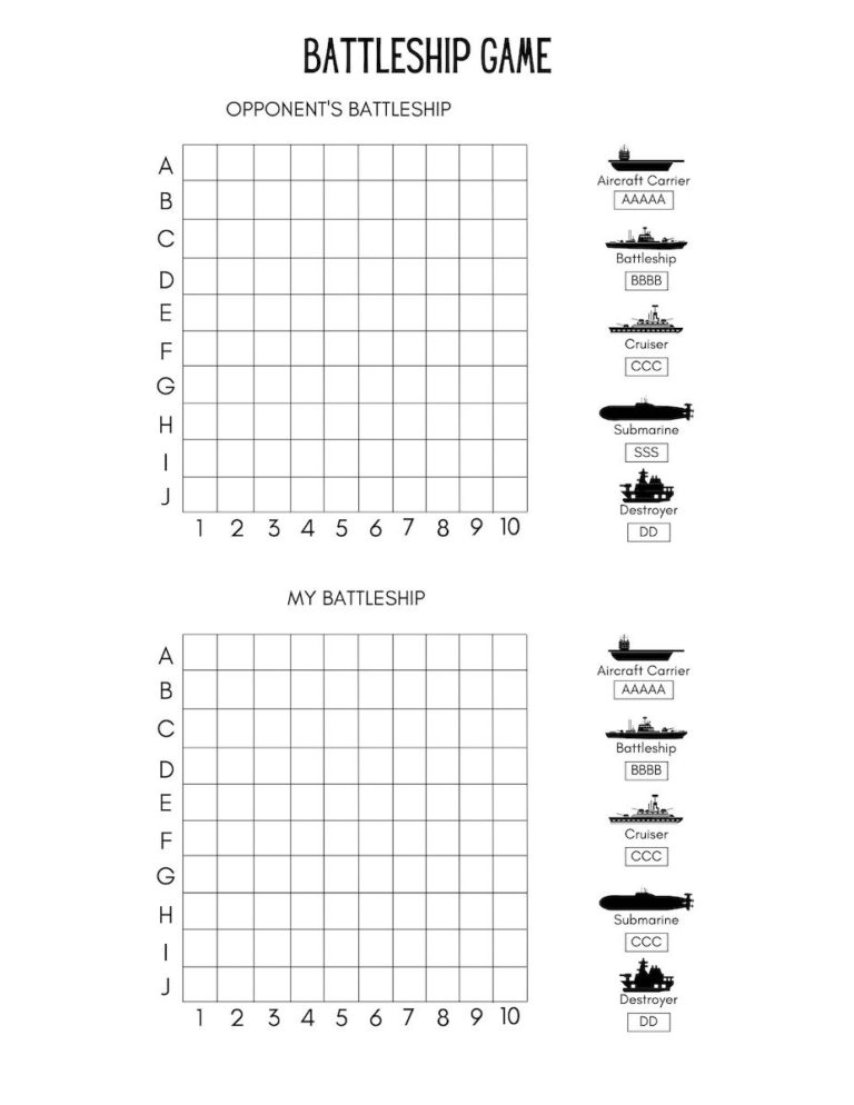 Free Battleship Printable PDF OriginalMOM