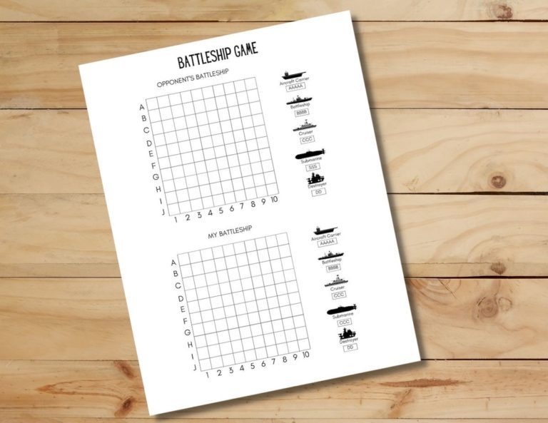 Free Battleship Printable PDF - OriginalMOM