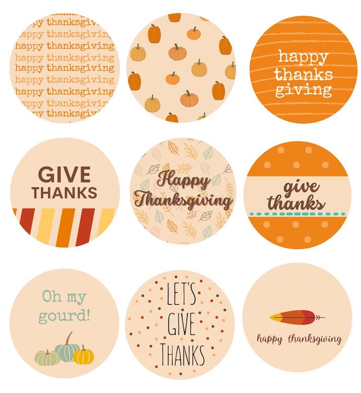 Happy thanksgiving circle tags