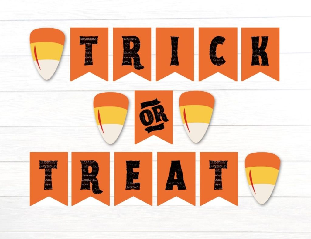 trick or treat halloween banner free printable 