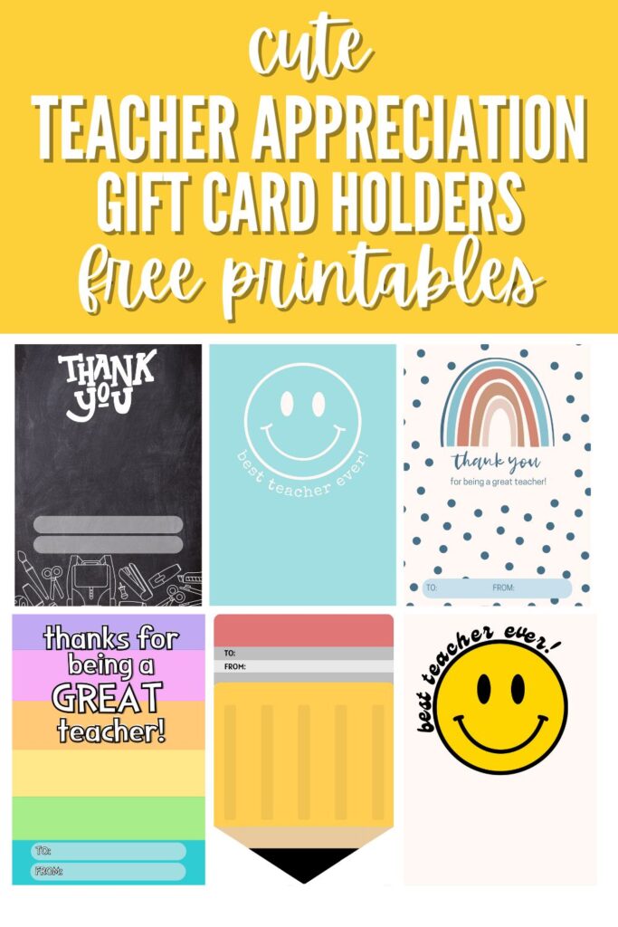 cute teacher appreciation free printable gift card holder