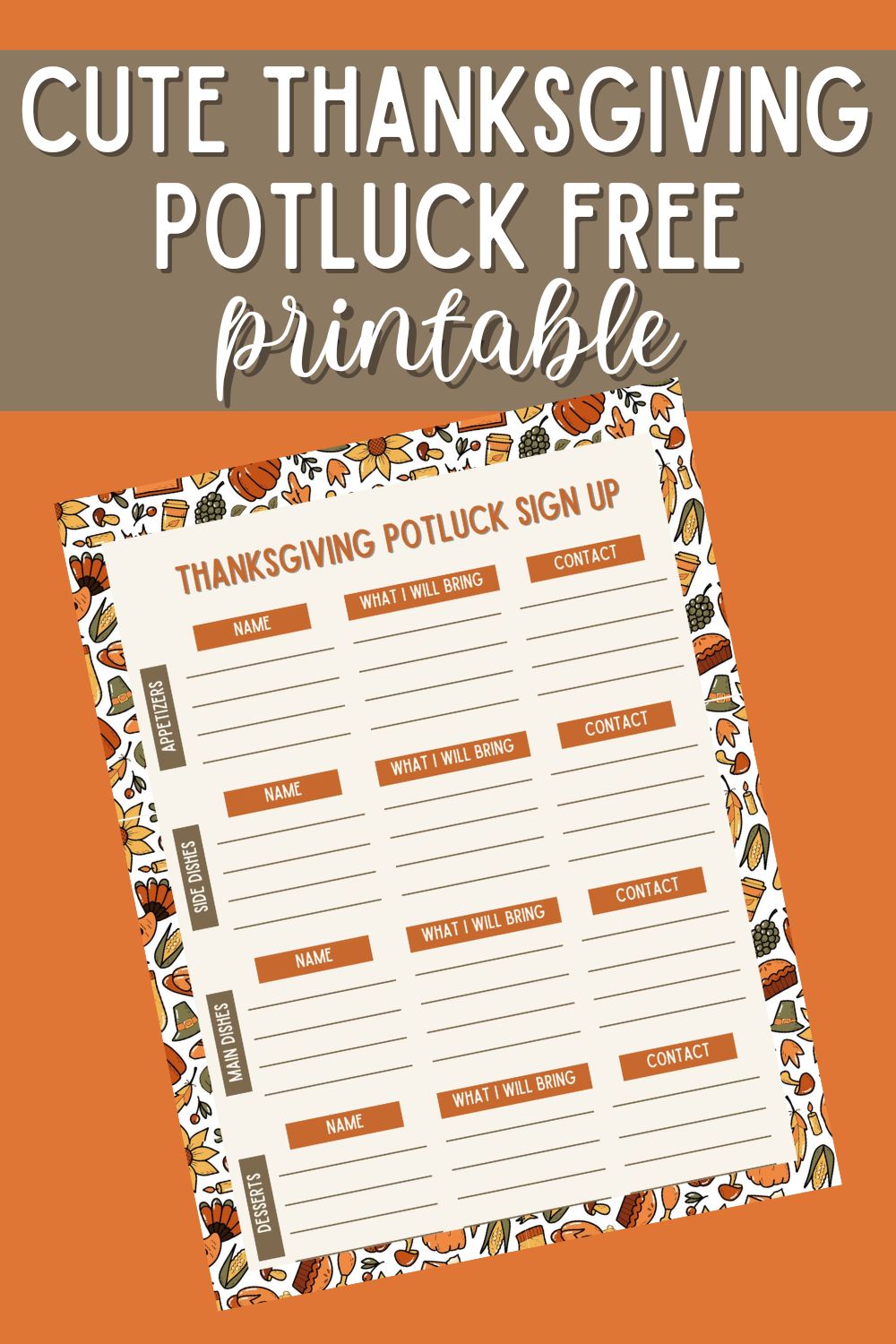 Super Cute Free Printable Thanksgiving Potluck Sign Up Sheet OriginalMOM