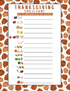 Thanksgiving Emoji Pictionary Game Free Printable - OriginalMOM