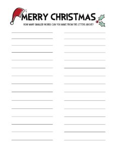 How Many Words Can You Make from Merry Christmas Free Printable ...