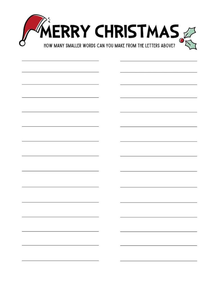 How Many Words Can You Make from Merry Christmas Free Printable ...