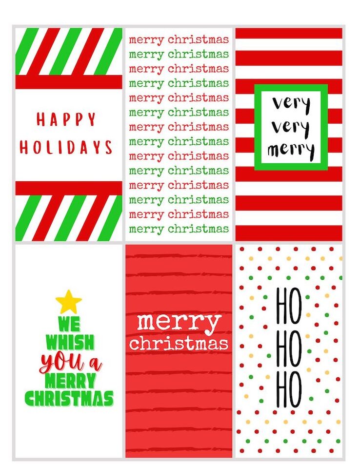 red and green merry christmas free printable gift tags