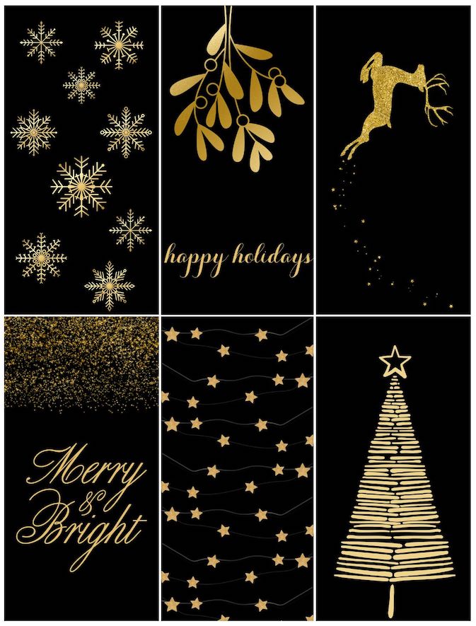 black and gold merry christmas free printable gift tags