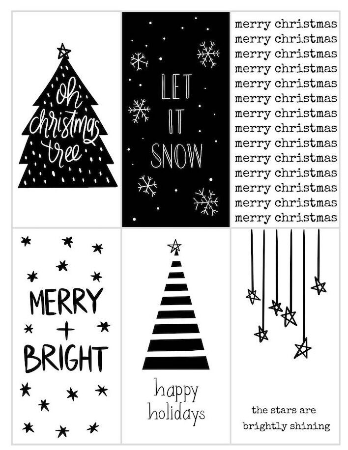black and white merry christmas gift tags free printable