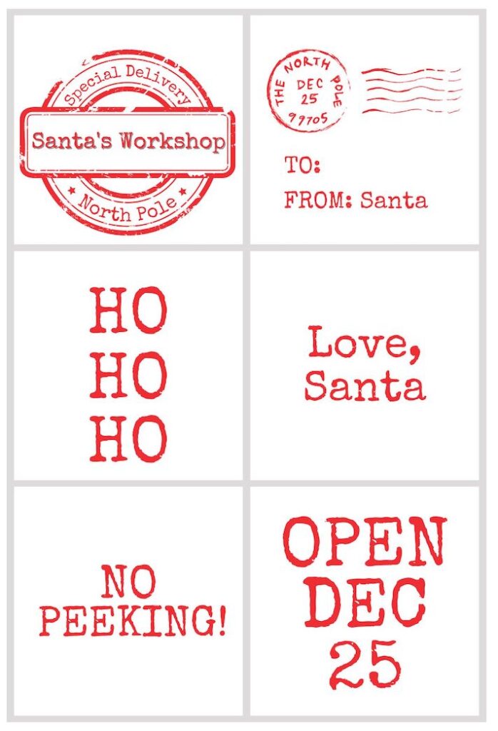 merry christmas north pole square gift tags free printable