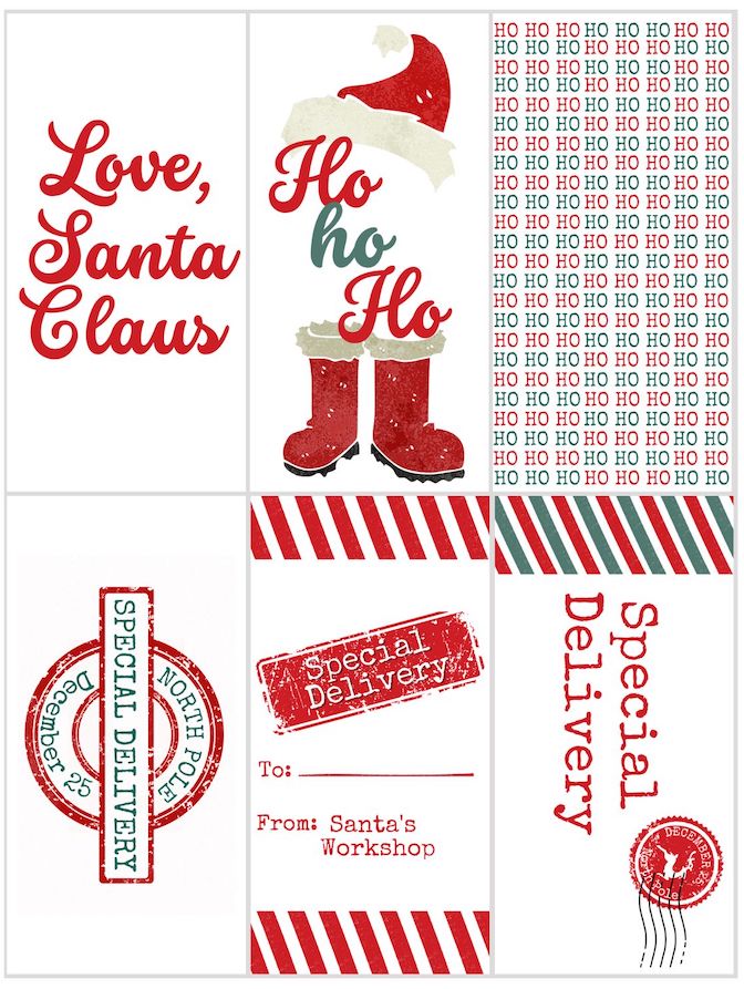 red and green santa gift tag free printables