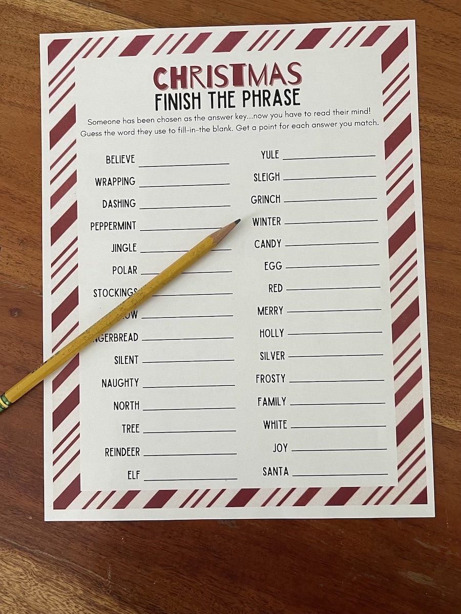 Christmas Finish My Phrase Free Printable Activity - OriginalMOM