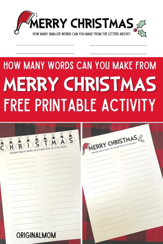 how many words can you make from merry christmas activity free printable
