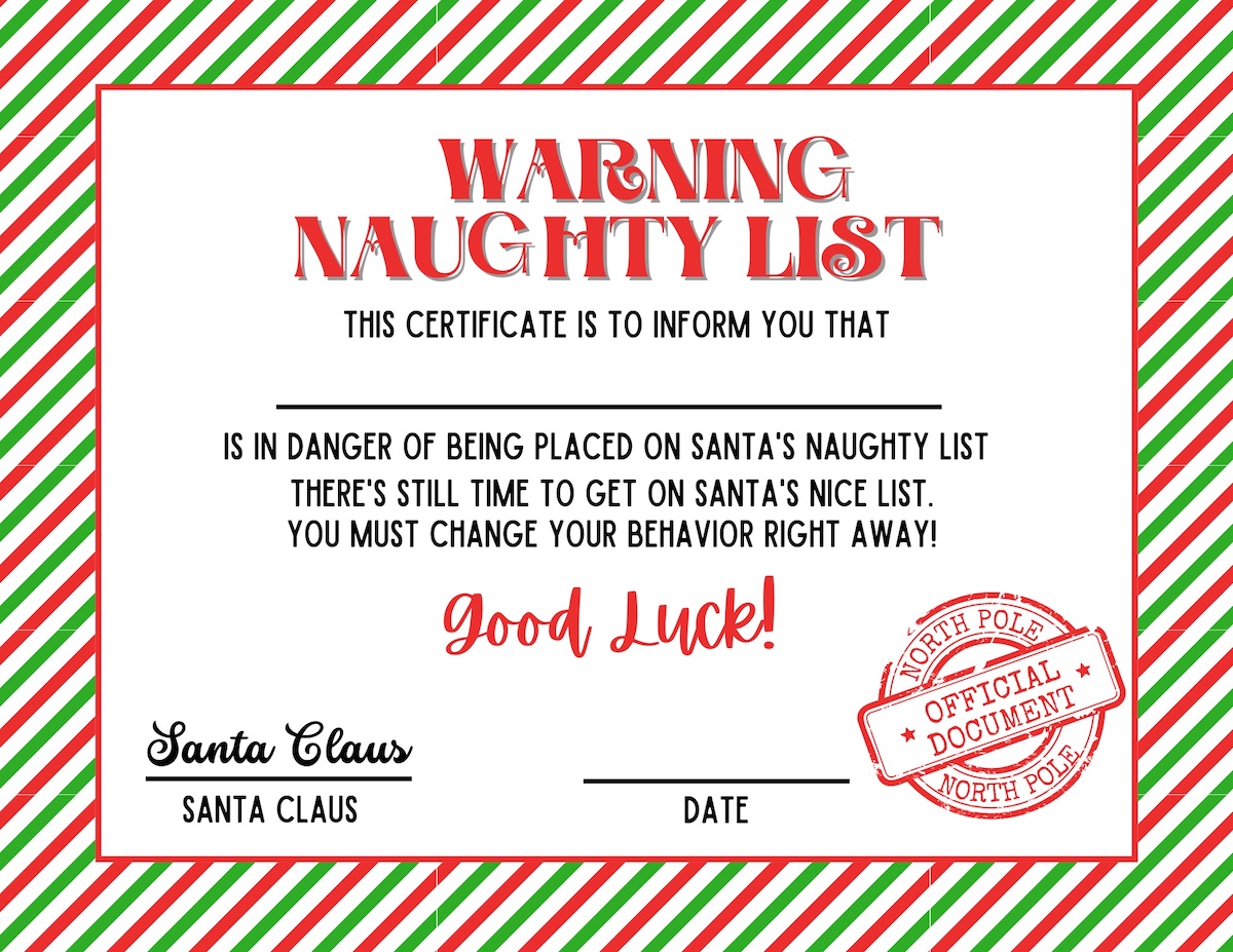 Nice and Naughty List Certificate Free Printable OriginalMOM