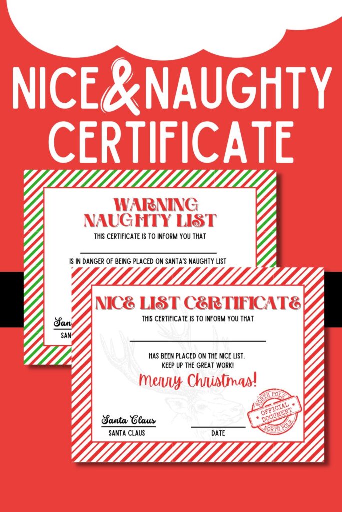 Free Printable Santa's Naughty List Certificate - Pjs and Paint