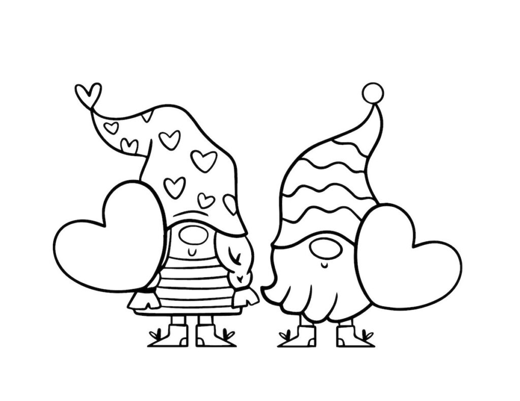 Gnomes Heart Coloring Page