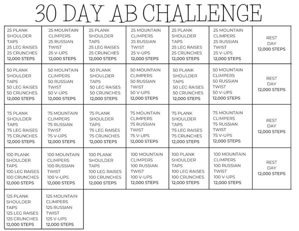 30 Day Ab Challenge Free Printable Calendar OriginalMOM