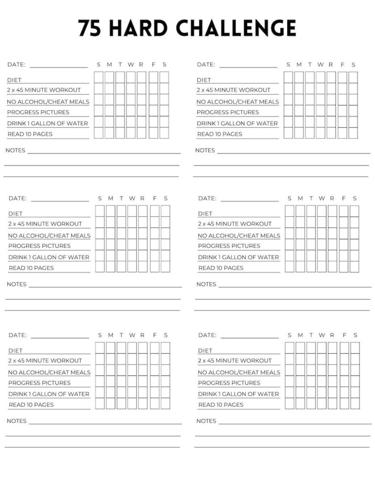 Free 75 Hard Printable Calendar - OriginalMOM