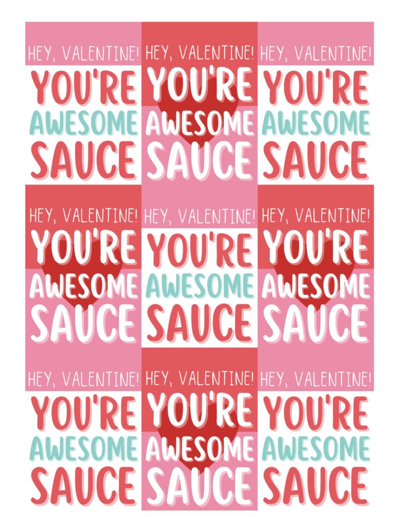 awesome sauce valentine free printable cards