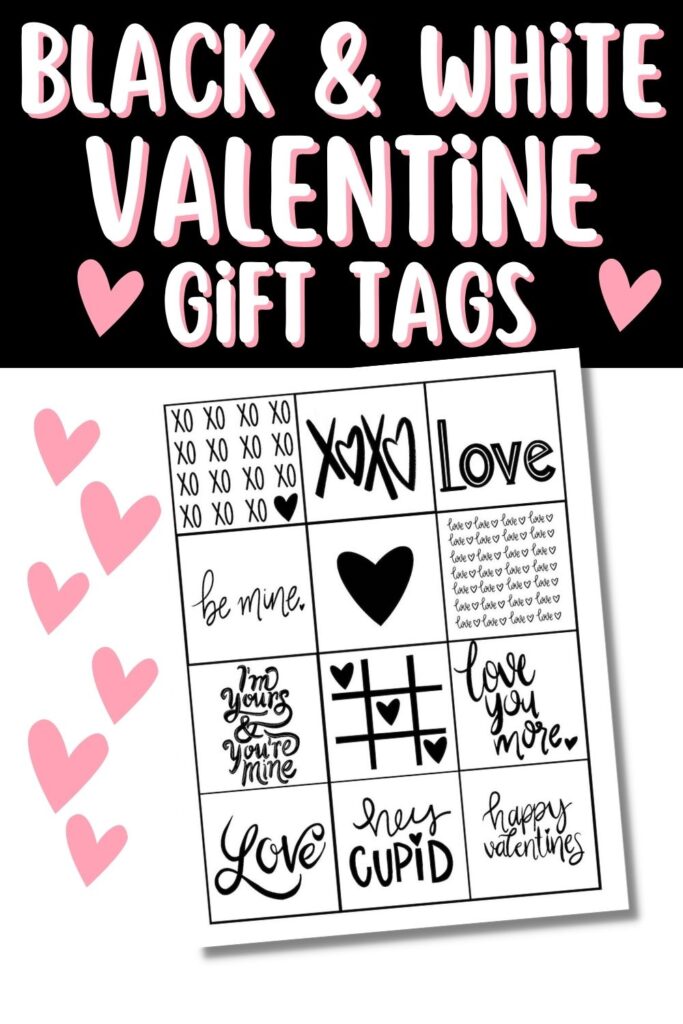 black and white valentine gift tag free printables