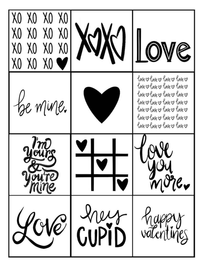 black and white valentines free printable gift tags